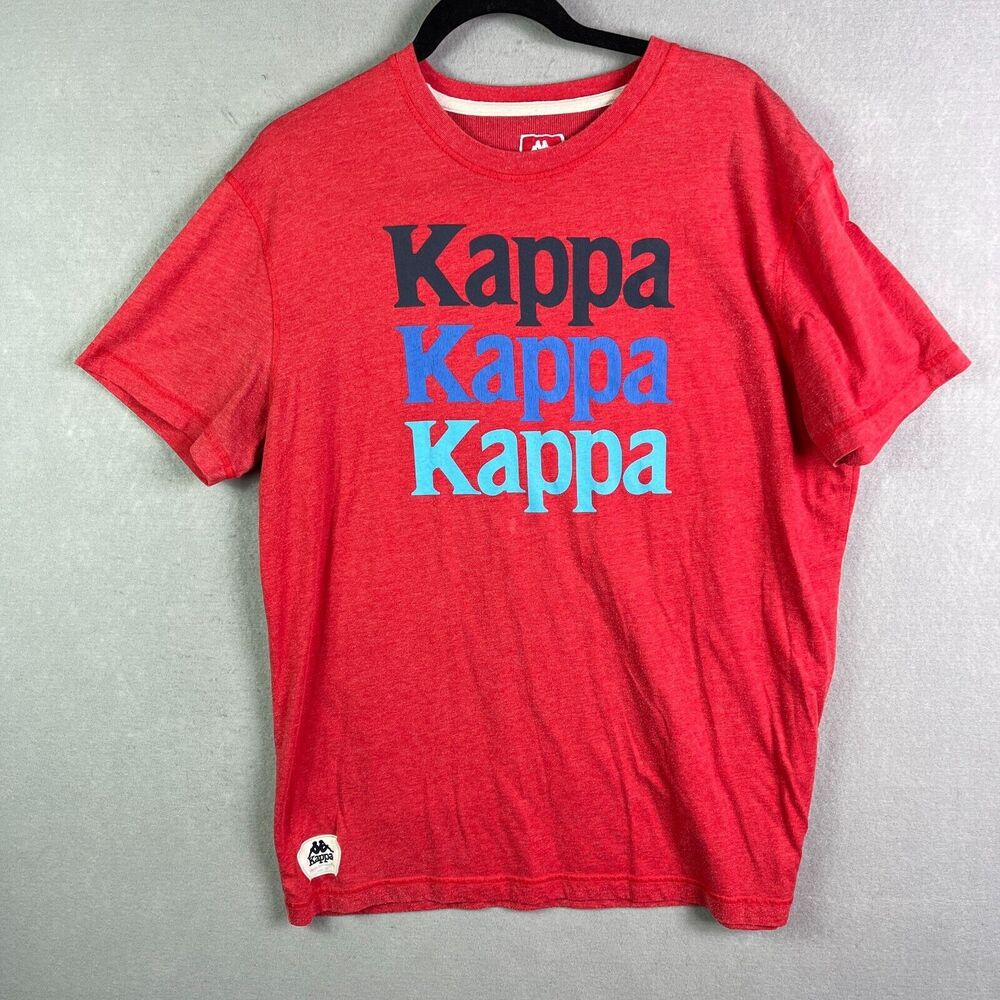 Kappa T Shirt Mens XXL Red Graphic Spellout Short Sleeve Crewneck Patch